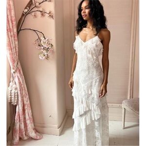 LoveShackFancy White Lace Rialto Maxi Dress